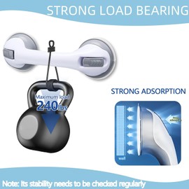 Grab Bars for Seniors, Grab Bar Shower No Drilling, Disabled Toilet Grab Bar, Grab Bar with Suction Cup for Elderly, Standing Aid Suction Handle, Pack of 2