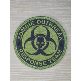 Unbranded ZOMBIE OUTBREAK RESPONSE TEAM BIOHAZARD SKULL TACTICAL OD GREEN HOOK PATCH