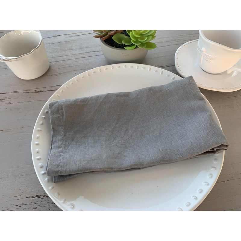 Linen Napkins –100% French Flax – Stonewashed Pure Linen Cloth