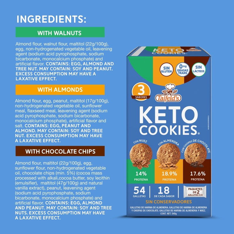 Taifeld's KETO COOKIES, 3 Flavor pack, 54 Cookies, Healthy, BEST