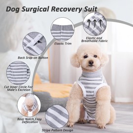 Lyneun Soft Dog Bodysuit After Surgery, Dog Bodysuit After Castration Male es, Breathable Dog One-Piece Recovery Suit for Hair Loss, Allergies, Anti-Licking, Wound Protection, Cone Alternative