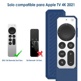 Suppeak Silicone Case Compatible with Apple TV 4K 2021 2022 Generation/Apple Siri 4K - Shockproof/Anti-Slip/Scratch Remote Control Cover - Blue