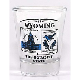 World By Shotglass Wyoming State Scenery Blue New Shot Glass