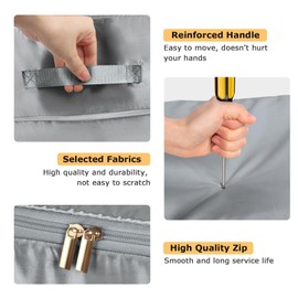 Minicoco Duvet Storage Bags with Zips Self Compression Storage Bags for Comforters, Pillows, Clothes, Bedding Storage Bags (Grey, 2Pcs L)