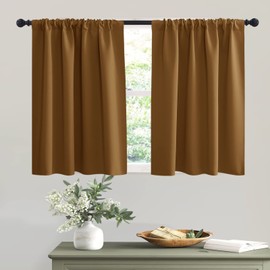RYB HOME Bathroom Window Curtains - Blackout Curtains Small Window Short Drapes for Kitchen Bedroom Living Room Kids Nursery Room RV, W 42 x L 36 inch per Panel, Gold Brown, 2 Pcs