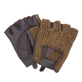 Adapter Universe Driver's Gloves Retro Vintage Leather Fingerless Driving Gloves Bicycle Dark Brown