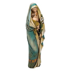Joseph's Studio 12.5" H Madonna and Child with Lily Figure, Renaissance Collection, Religious Gift, Home Decor