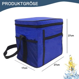 Foldable Cool Bag, 10 L Cool Bag, Picnic Bag, Mini Insulated Thermal Lunch Bag, Cool Bag, Ice Bag, Cool Box for Picnic for Office, Work, Travel, 27 x 17 x 24 cm, Blue