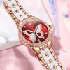 OLEVS Womens Wrist Watches Diamond Butterfly Flower Shape Rose Gold
