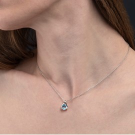 namana 925 Sterling Silver Necklace With Natural Blue Topaz Gemstone Pendant for Women, Sterling Silver Necklace With Semi-Precious Pear-Shaped Blue Topaz Stone set on an Elegant Pendant for Women.