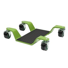 TRUTZHOLM Manoeuvring Aid for Motorcycle with Main Stand Load Capacity 450 kg Extra Flat with 4 x Double Wheels 360° Swivel and 4 x Parking Brake Trolley 10 mm Thick Steel in Green