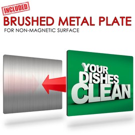 KIWE HOME Double Sided Dishwasher Magnet - Clean Dirty Reversible Flexible Flip 3x4 inch Big Size Flipside 3D Text Green Yellow Simple Design Perfect Kitchen Addition Premium Flip Sign Indicator