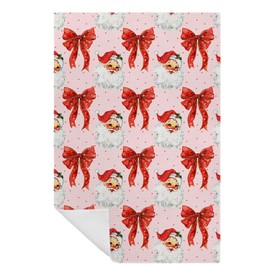 Kemingni Pink Christmas Kitchen Towels, Coquette Red Bow Santa Christmas Hand Towels for Bathroom, Christmas Dish Towels Tea Towels for Kitchen, Pink Christmas Kitchen Bathroom Decor, 16x24 Inches