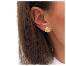 Erimberate Bohemian Disc Stud Earrings Gold Hammered Coin Earrings Textured Coin Round Earrings Tiny Hammered Disc Earrings Metal Circle Stud Earrings Jewelry for Women and Girls