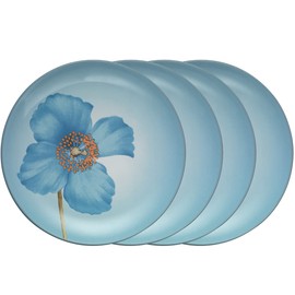 Noritake Colorwave Ice Accent/Luncheon Plate, Floral, 8 1/4" (Blue Poppy), Set of 4 in Blue/Ice