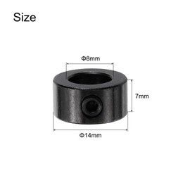 sourcing map 15pcs Set Screw Collars 8mm Bore Shaft Collars, 14mm OD, 7mm Width, Drill Stop Collar, Carbon Steel Drill Bits Depth Collars, Black Oxide