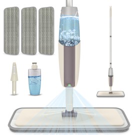 Spray Wet Mops for Hardwood Floor Cleaning - MEXERRIS Dust Dry Mops with 3 Reusable Washable Pads Wood Floor Mop with Spray Home Commercial Use Hardwood Laminate Wood Ceramic Tiles