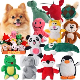 LEGEND SANDY - Juguetes chirriantes para perros pequeños y medianos, juguetes de perro Samll rellenos a granel con 12 juguetes de peluche para perros 