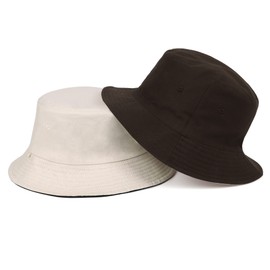 Zylioo X-Large Double Side Bucket Hats,Foldable Trendy UV Golf Hats,Really Big Heads Hats,Soft Fisherman Hats Coffee-Beige