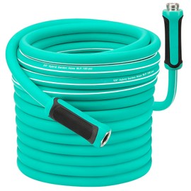Garden Hose 100ft x 5/8", Water Hose Heavy Duty, Drinking Water Safe, No-Kink, Flexible Hybrid Hose with Rotatable Grip Handle, Male to Female Solid Aluminum Fittings(Green)