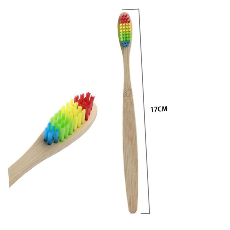 LALAFINA Bamboo Toothbrushes 4pcs Set Adults Gentle Bristles Ergonomic Handle