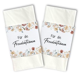 50 Tears of Joy Banderoles for Handkerchiefs as Table Decoration for Weddings with Sustainable Closure (Wild Flowers, 50 Banderoles)