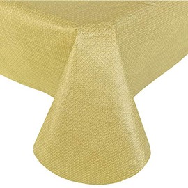 Newbridge Basketweave Solid Color Vinyl Flannel Backed Tablecloth, Basket Weave Textured Look Indoor/Outdoor Waterproof Tablecloth, Patio and Kitchen Dining, 52 Inch x 52 Inch Square, Blue