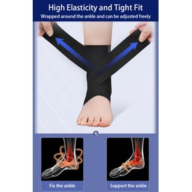 Ankle Braces for Women Men, 2 pcs Ankle Compression Sleeve Plantar Fasciitis Brace Plantar Fasciitis Relief, Arch Support Socks Ankle Sleeve Ankle Brace for Sprained Ankle (Black, XX-Large)