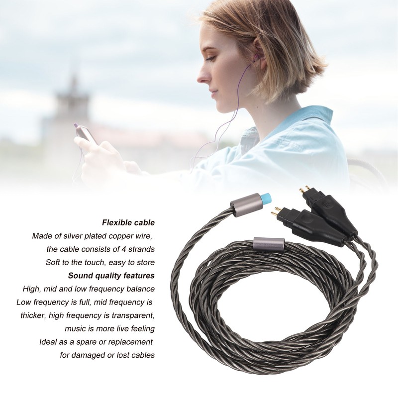 2Pin Sound Cable 3 in 1 Silver Plated Copper Cable