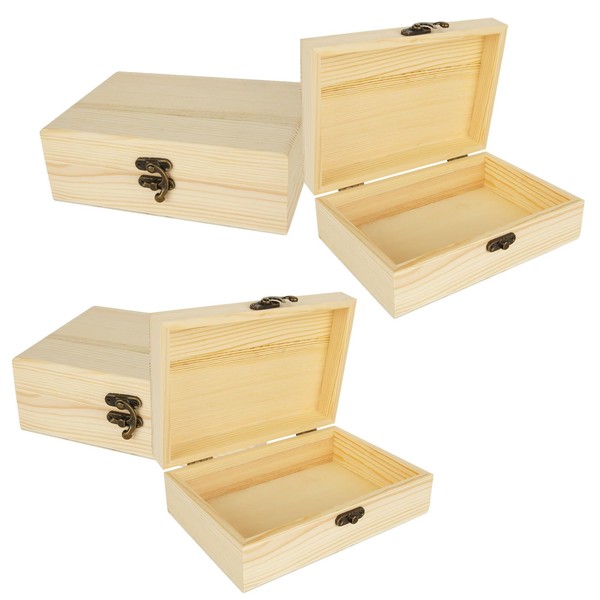 MIVIDE 4 Pack Unfinished Wooden Boxes, 7.3 x 5 x
