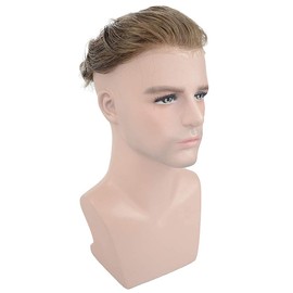LLWear Hair Toupee for Men Human Haripieces 0.03mm Thin Skin V-loop Mens Hair Pieces Hair Replacement System for Men with PU Base 8×10Inch, 7 (Light Blonde Color)