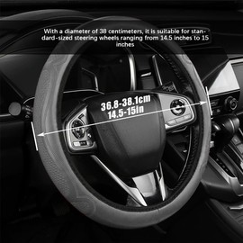 HQRNYP Car Steering Wheel Cover, Steering Wheel Accessories, Breathable Microfiber Leather Auto Wheels Protector, Universal 15 Inch Anti-Slip Protector Car Accessories for SUV Sedan Truck (Gray)