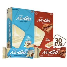 NuGo Original Variety, Vanilla Yogurt 15 bars & NEW! Churro 15 bars, 11g Protein, Gluten Free, 30 Count