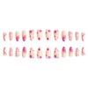 Medium Press on Nails Almond, Flower Fake Nail, Glossy Pink