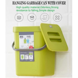 Small Trash Can with Lid Mini Kitchen Hanging Trash Can Tightly Sealed Odor Free, Small Countertop Compost Bin for Scraps from Daily Cooking, Mountable Trash Bin for Kitchen Counter,5L/1.3 Gal