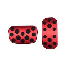 SAWAKAKI Toyota Specific Alphard/Vellfire/Prius PHV/Noah/Voxy/C-HR/Corolla/Corolla Cross/Hilux/Aqua/Sienta/Yaris Yaris Cross Aluminum Axel Pedal Brake Pedal Cover Set of 2 (Red)