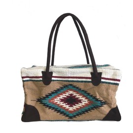 AJ Tack Weekender Travel Bag Luggage Fully Lined Suede Handles Southwest Design B