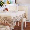 Lelehome Mantel de encaje crema con bordado de flores marrón,