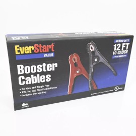 Everstart 12ft 8 Gauge Top Post and Side Terminal Jump Starter Booster Cables