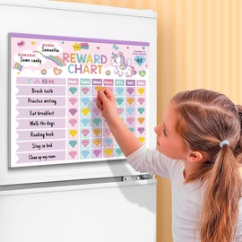 Reward Chart for Kids,Magnetic Behavior Chore Chart for Kids at Home,26 Little Hose Chore Charts,1960 Diamond Stickers,56 Reward Stickers,Incentive Chart to Develop Responsibility and Good Habits,Pink