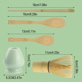lisetar Matcha Tea Set 5 PCS Matcha Green Tea Whisk Set Matcha Ceremony Accessory Including Ceramic Tea Whisk Holder, Bamboo Whisk, Tea Spoon, Matcha Stirrer for Tea Ceremony Tea Drinking (1pc)