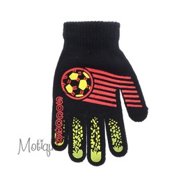 Motique Accessories Soft Black Knit Gloves For Big Kids and Teens, Stretch Gripper Design Gloves - Soccer