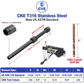 CKE 60 Pack Black Cable Railing Kit Hand Swage Threaded Stud Tensioner End Fitting Terminal for 1/8" Deck Stair Cable Railing Hardware, T316 Stainless Steel Marine Grade for 2"x2" Wood/Metal Post BCR6