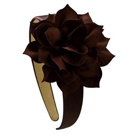Funny Girl Designs Girls Tropical Flower Satin Arch Headband for Everyday and Special Occasions with No Slip Lining (BROWN)