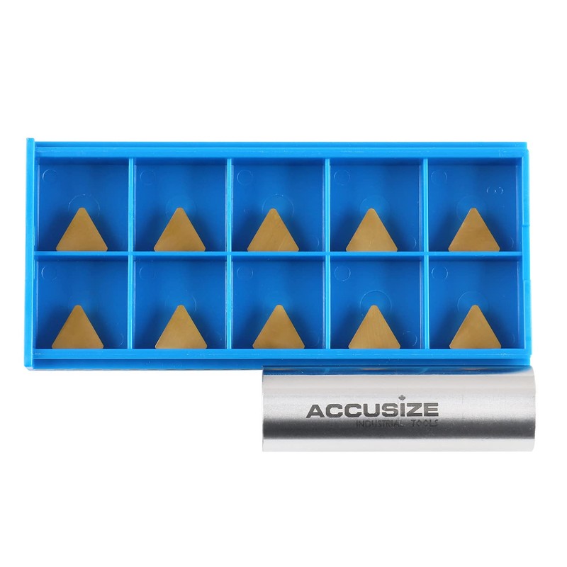 Accusize Industrial Tools Tpg221 Tin Coated Carbide Inserts, 10 Pcs/Box,