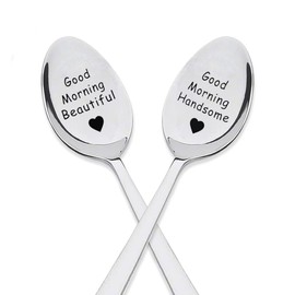 Couples Gifts for Girlfriend Boyfriend Anniversary Christmas Xmas Gifts for Husband Wife Birthday Gifts for Couple Gifts for Him and Her Good Morning Handsome Beautiful Spoon