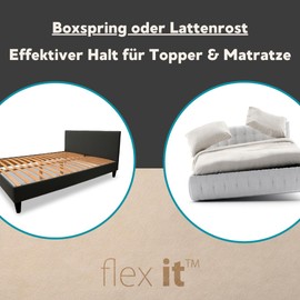 Flex it - flexTopp 120 x 200 cm Topper Non-Slip Mat for Bed Attachment Mattress Non-Slip for Box Spring Bed & Slatted Frame Cushion Non-Slip Underlay Mattresses Non-Slip for Fixing Topper
