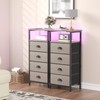 sthmec Nightstand with Charging Station,LED Grey Nightstand with 4 Fabric