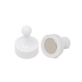 High Power White Skittle Magnet for Fridge, Office, Whiteboard, Noticeboard, Filing Cabinet - 19mm Dia x 25mm Tall - Pack of 2