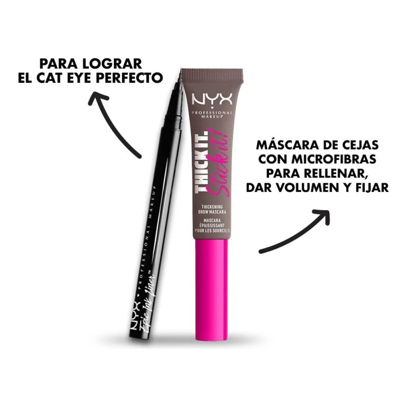 Kit Gel De Cejas Con Color + Delineador Liquido Negro